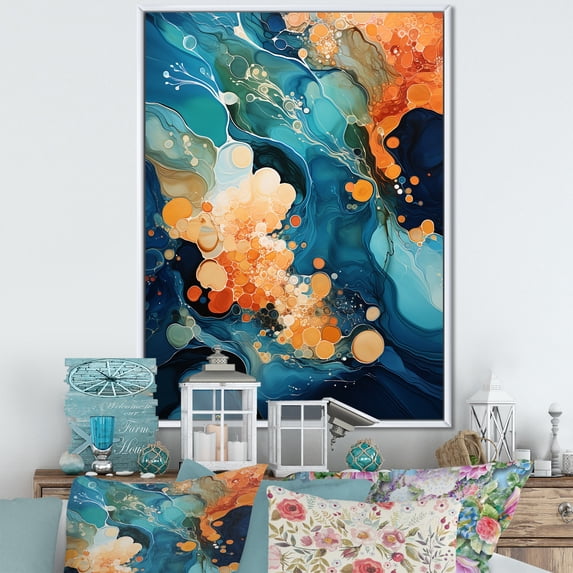 Designart "The Whimsy Of Lakes And Rivers In Waterscapes I" Landscape Lake River Floater Framed Wall Art Prints