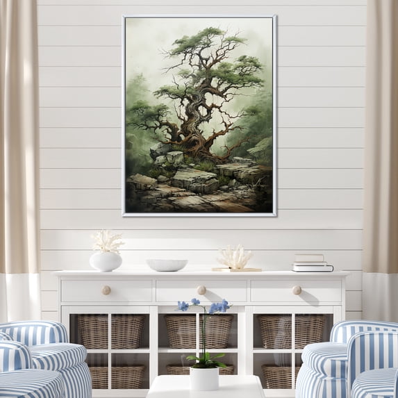 Designart "The Wisdom Beach Photo I" Floral Floater Framed Wall Decor