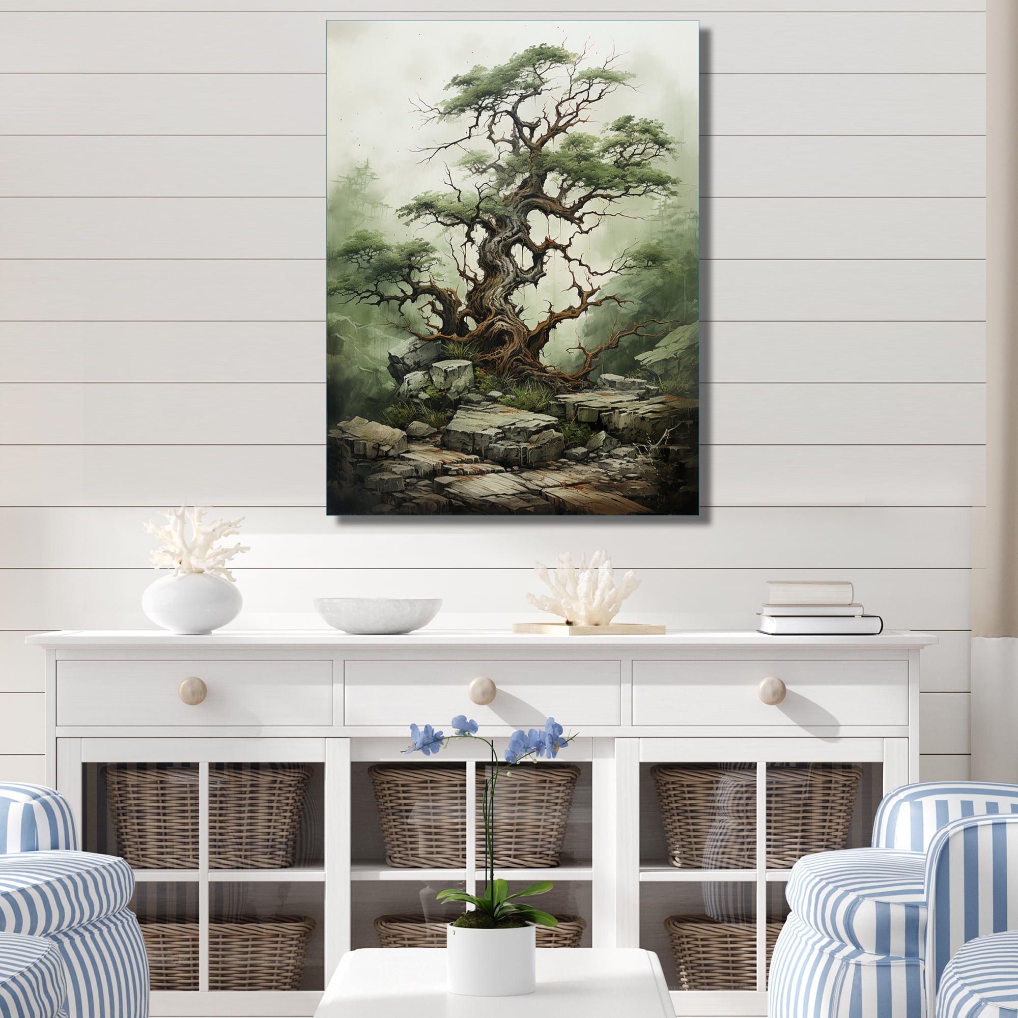 Designart "The Wisdom Beach Photo I" Floral Metal Art Living Room