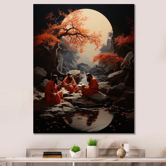 Designart "The Wisdom Of Upanishads In Walnut Tones II" Hinduism Canvas Art Print