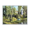thumbnail image 1 of Designart 'The Wood River With Boat On A Decline By The Castle' Lake House Framed Canvas Wall Art Print, 1 of 5