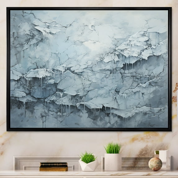 Designart "The World In The Ice Age" World Map Floater Framed Canvas Art Print