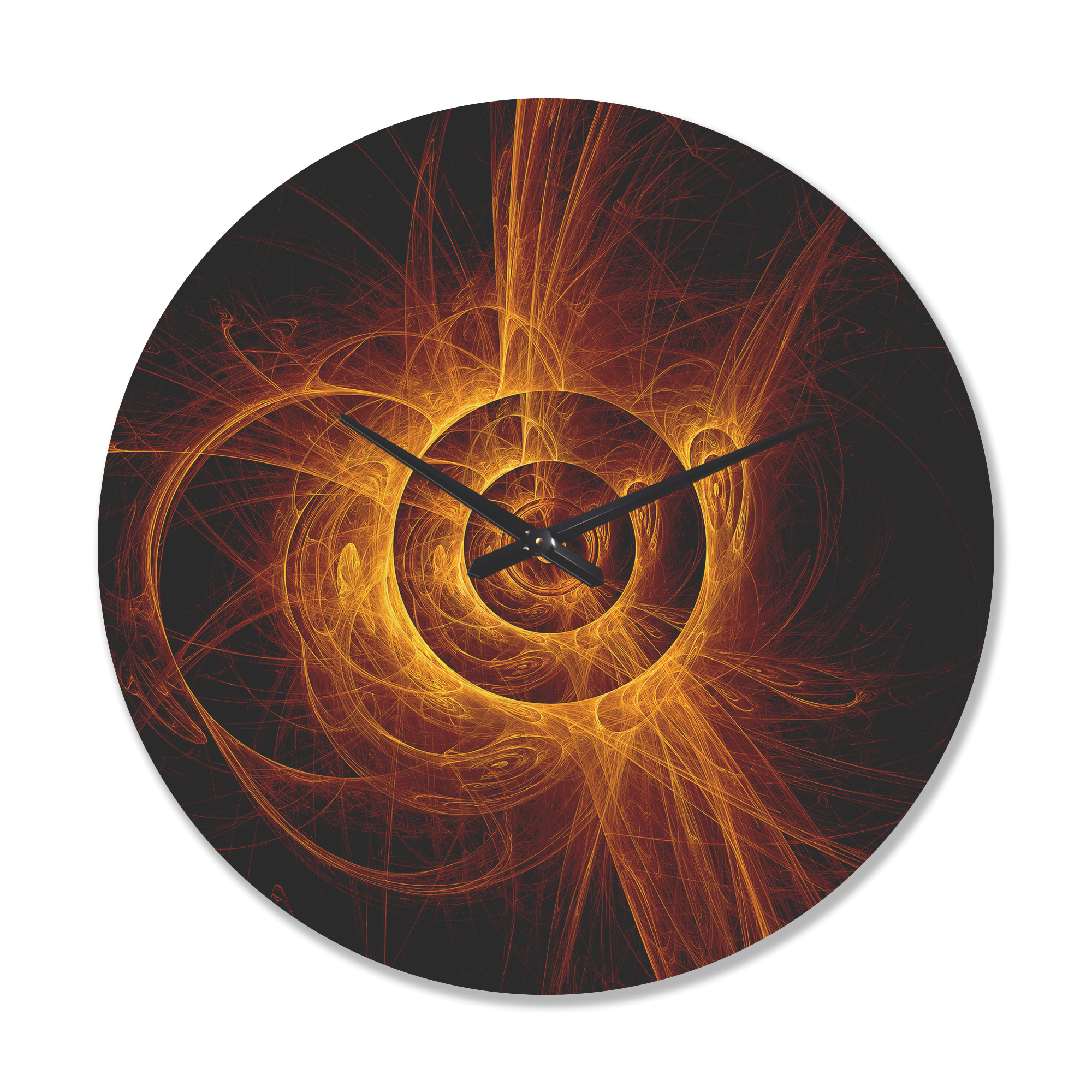 Designart 'The Yellow Flashing Flame ' Modern Wood Wall Clock