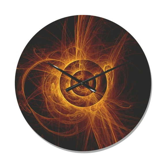 Designart 'The Yellow Flashing Flame ' Modern Wood Wall Clock
