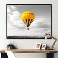 thumbnail image 1 of Designart "The Yellow Hot Air Balloon Adventure II" Transportation Floater Framed Canvas Wall Art, 1 of 7