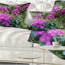 Designart Theme With Pink Flowers and Green - Floral Throw Pillow - 12x20