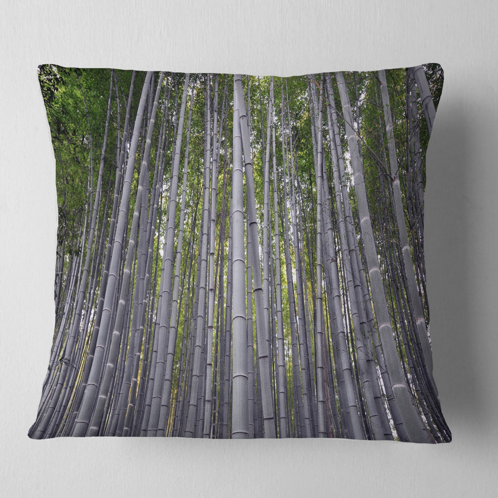 Designart Thick Bamboo Trunks in Japan - Forest Throw Pillow - 16x16