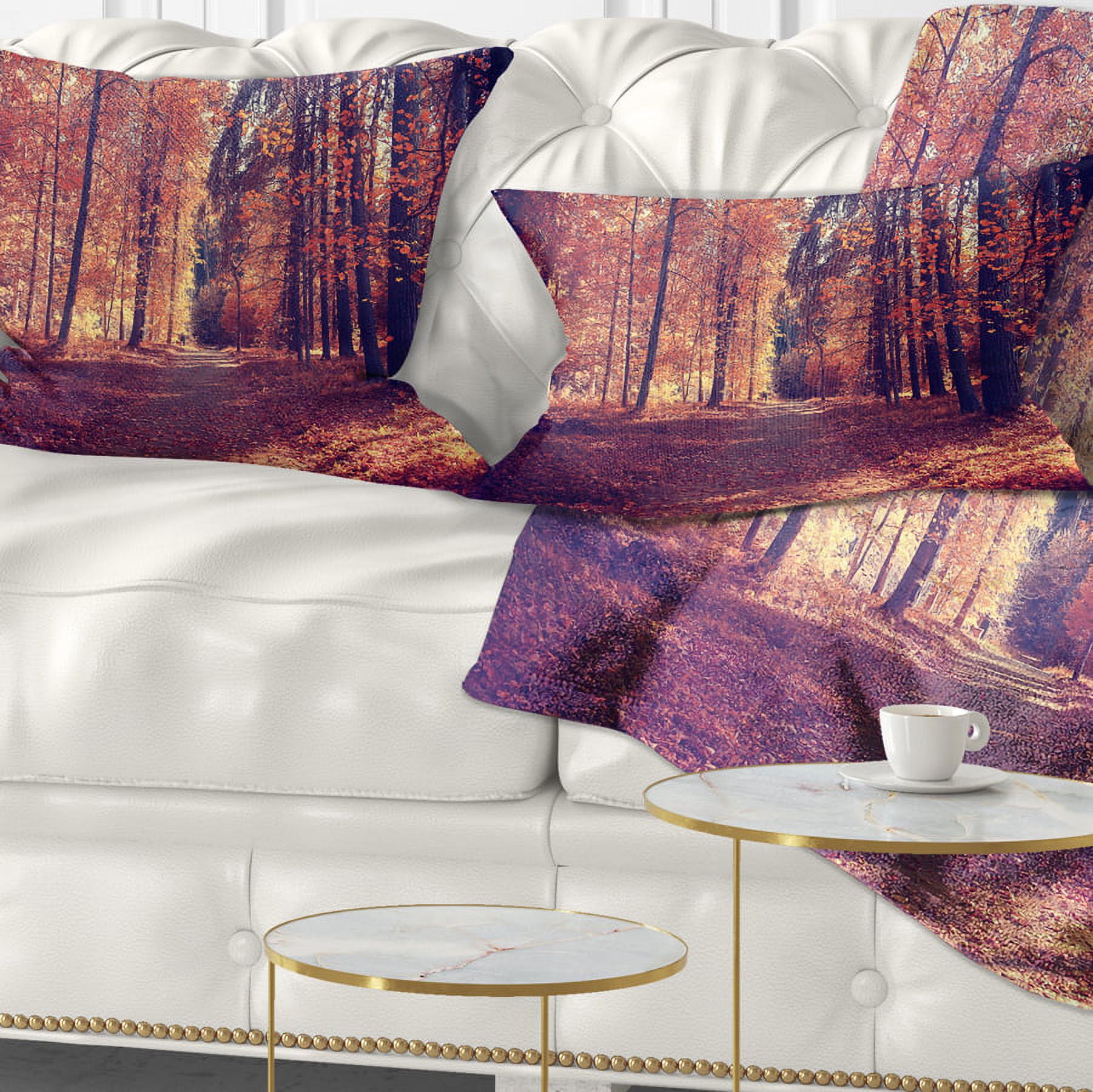 Designart Thick Woods in Colorful Fall Forest - Modern Forest Throw Pillow - 12x20