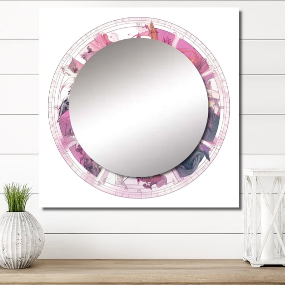Designart "Third Eye Indigo Chakra Emblem" Christianism Square Mirror For Wall Decor - Large Pink Square Printed Wall Mirror Art - Square Traditional Mirror - Wall Mounted Square Large Mirror