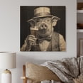 thumbnail image 1 of Designart "Thirsty Pig I" Animals Print on Natural Pine Wood, 1 of 5
