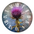 thumbnail image 1 of Designart "Thistle Plant Whispers in Purple and Green IV" Floral Oversized Wall Clock, 1 of 5