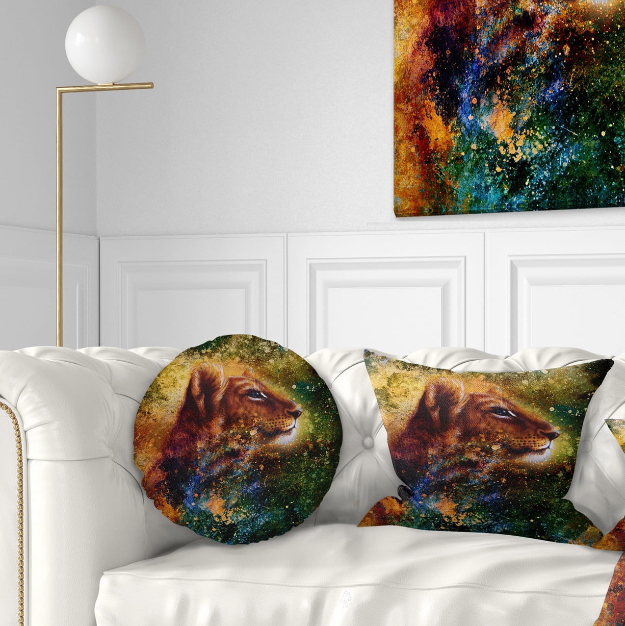 Designart Thoughtful Lion Cub - Animal Throw Pillow - 12x20