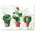 thumbnail image 1 of Designart ' Three Cacti In Clay Pots With Green Dots ' Traditional Canvas Wall Art Print, 1 of 4