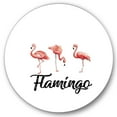 thumbnail image 1 of Designart 'Three Flamingos On White' Farmhouse Circle Metal Wall Art 11x11 - Disc of 11, 1 of 5
