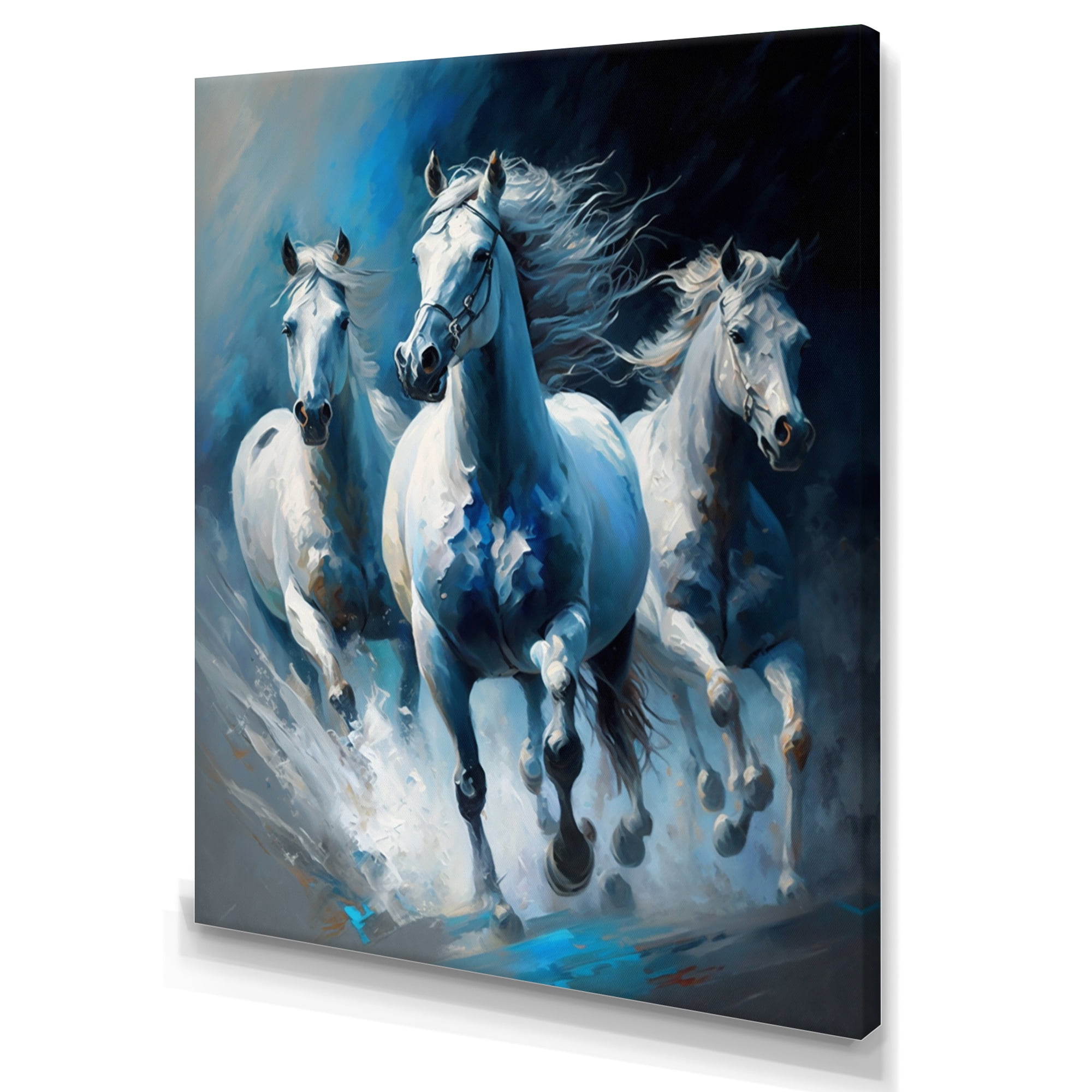 Designart Three Horses Running Canvas Wall Art