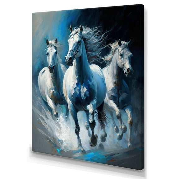 Designart Three Horses Running Canvas Wall Art