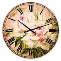 Designart 'Three Pink Roses' Traditional wall clock