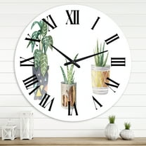 Designart 'Three Potted Houseplants' Traditional Wall Clock