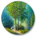 thumbnail image 1 of Designart 'Three Vibrant Green Trees By The River' Lake House Circle Metal Wall Art 11x11 - Disc of 11, 1 of 5