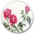 thumbnail image 1 of Designart 'Three Vintage Red Peonies Flowers' Traditional Circle Metal Wall Art 36x36 - Disc of 36, 1 of 5