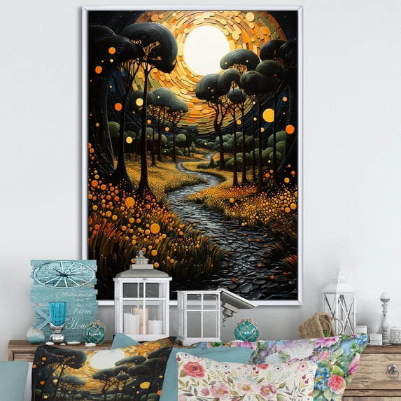 Designart "Through The Countryside Path painting I" Landscape & Nature Floater Framed Wall Decor