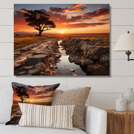 Designart "Through Time Sailboat Sailing painting II" landscapes Canvas Wall Art