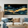 thumbnail image 1 of Designart "Tidal Tilt Gold and Blue Fusion" Oversized Abstract Framed Wall Art - Modern Gold Abstract Geometric Living Room Framed Canvas Art, 1 of 7