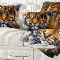 Designart Tiger Collage with Rust Design - Animal Throw Pillow - 12x20