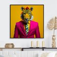 thumbnail image 1 of Designart "Tiger in a Pink Suit" Animals Framed Wall Art - Traditional Pink Tiger Fashion Bedroom Framed Canvas Wall Art, 1 of 6