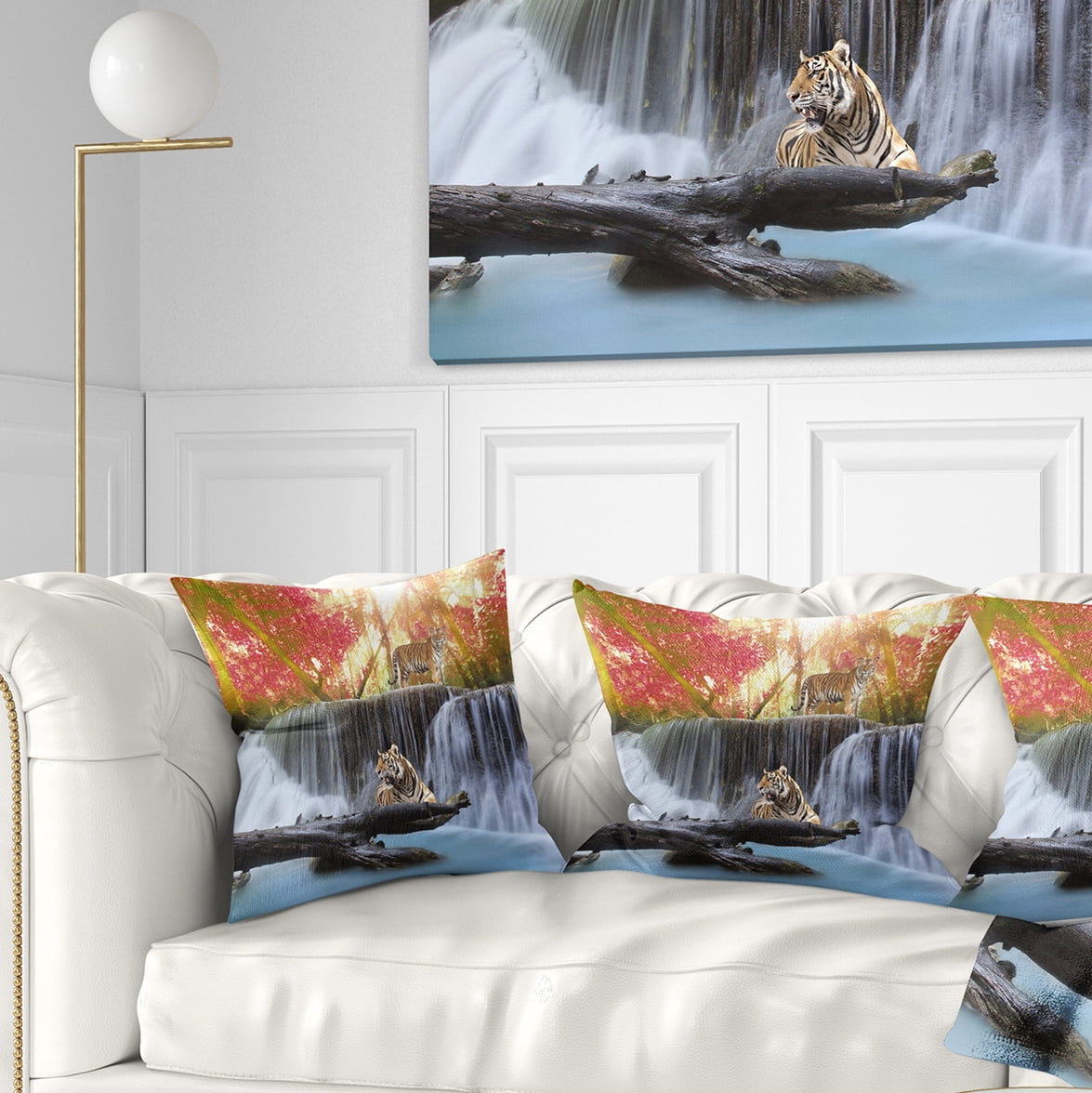 Designart Tiger in the Jungle - Photography Throw Pillow - 16x16