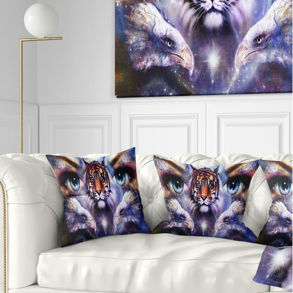 Designart Tiger with Woman Eyes - Animal Throw Pillow - 16x16
