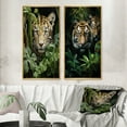 thumbnail image 1 of Designart "Tigers In Asian Painting VIII" Asian Art Framed Wall Art Set Of 2 - Green People Frame Gallery Set For Office Decor, 1 of 7