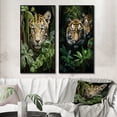 thumbnail image 1 of Designart "Tigers In Asian Painting VIII" Asian Art Framed Wall Art Set Of 2 - Green People Frame Gallery Set For Office Decor, 1 of 7