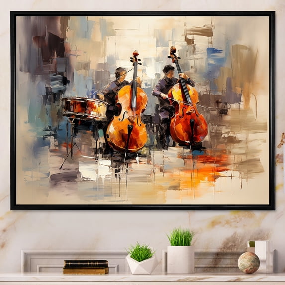 Designart "Timeless Floral Piano in White IV" Entertainment Framed Wall Art - Vintage Brown Music Hallway Framed Wall Art Decor
