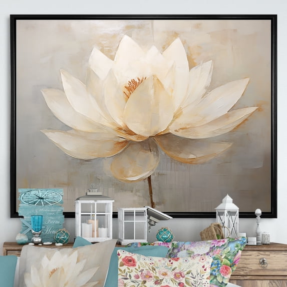 Designart "Timeless Lotus Connection III" Lotus Floater Framed Canvas Wall Art