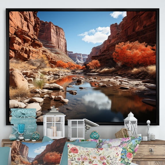 Designart "Timeless Passage Through the Canyon II" Landscapes Floater Framed Wall Art Living Room