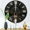 thumbnail image 1 of Designart "Timeless Passage in Black and Grey Tunnel Pointillism II" Architecture Oversized Wall Clock, 1 of 5