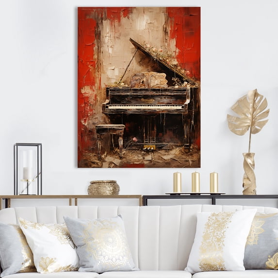 Designart "Timeless Tunes Of The Vintage Piano" Music Canvas Art Print
