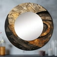 thumbnail image 1 of Designart "Timeless Turn in Gold and Black I" Abstract Spirals Rund Mirror For Wall Decor - Large Gold Round Print Mirror - Round Modern Mirror - Wall Mounted Round Large Mirror - 23" x 23", 1 of 6