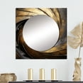 thumbnail image 1 of Designart "Timeless Turn In Gold And Black" abstract spirals Gold Large Square Mirror - Square Bedroom Mirror Printed Wall Decor - Modern Square Printed Wall Mirror Art, 1 of 5