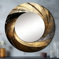 thumbnail image 1 of Designart "Timeless Turn In Gold And Black" Abstract Spirals Rund Mirror For Wall Decor - Large Gold Round Printed Mirror -Modern Round Living Room Mirror - 36" x 36", 1 of 1