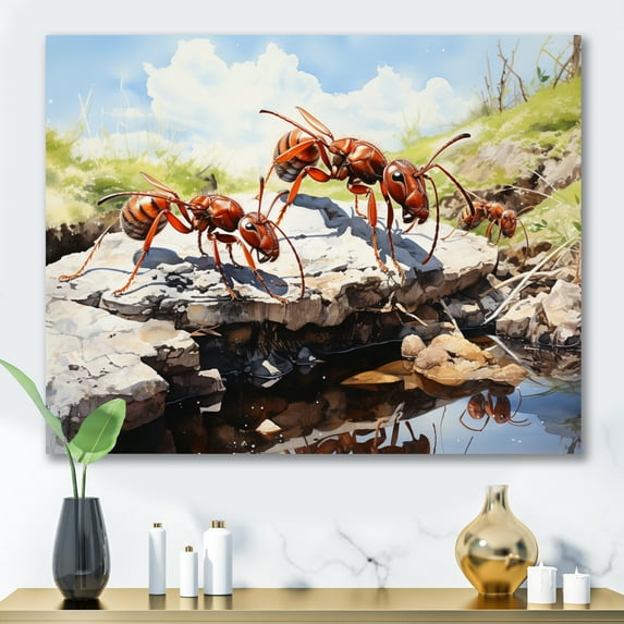 Designart "Tiny Explorers Ant I" Animals Canvas Art Print