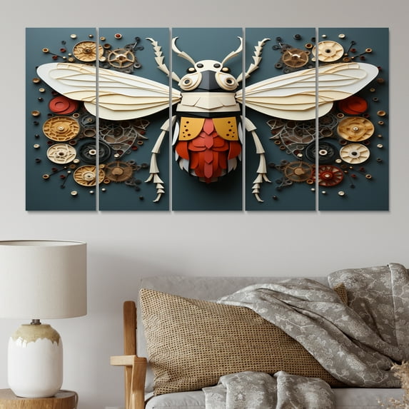 Designart "Tiny Wonders Insects Bugs wall decor I" Animals Metal Wall Art Set