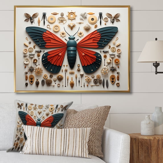 Designart "Tiny Wonders Insects Bugs wall decor III" Animals Floater Framed Canvas Wall Art