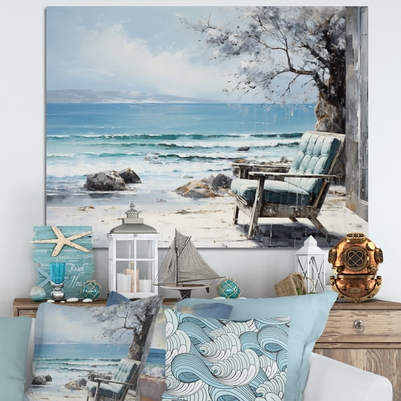 Designart "To The Coastal windows Windows painting III" Nautical & Beach Canvas Print