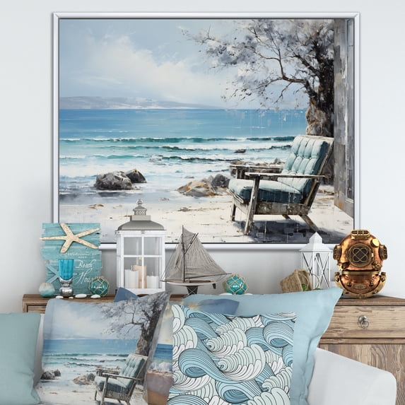 Designart "To The Coastal windows Windows painting III" Nautical & Beach Floater Framed Canvas Print