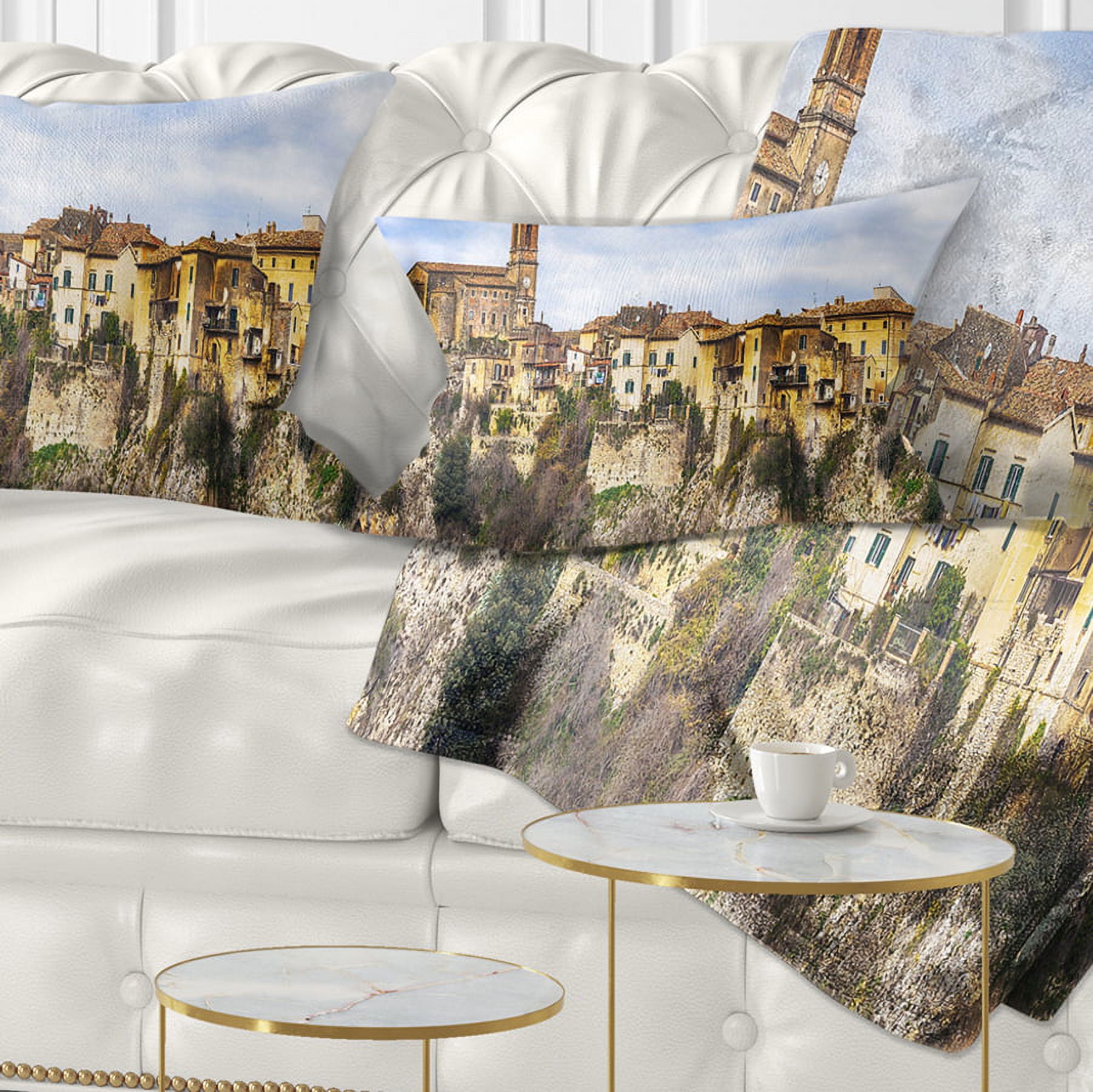 Designart Toffia Hilltop Village - Landscape Printed Throw Pillow - 12x20