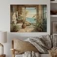 thumbnail image 1 of Designart "Toilet Coastal Bathroom Escape I" Bath & Laundry Print on Natural Pine Wood, 1 of 5