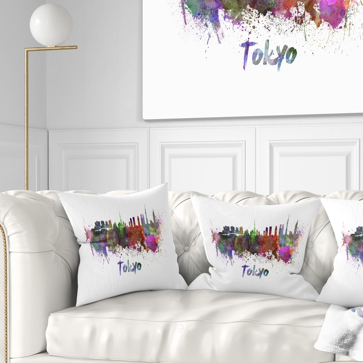 Designart Tokyo Skyline - Cityscape Throw Pillow - 16x16