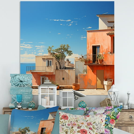 Designart "Tones Fontanas Italy Terracotta wall art VII" Architecture Metal Art Print